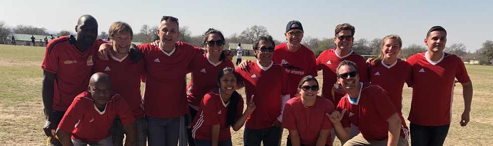 Recreational soccer match at the South Africa Symposium's Closing Field Day Event